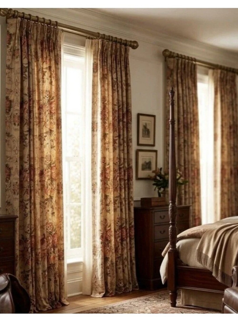 Vintage Ralph Lauren Guinevere Pair Drapes and Pillowcases Floral 84 x 40